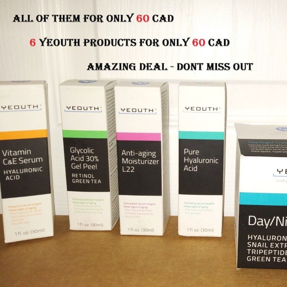 6 YEOUTH Products - AMAZING DEAL ONLY 60 CAD - ALL SKIN CARE PRODUCTS